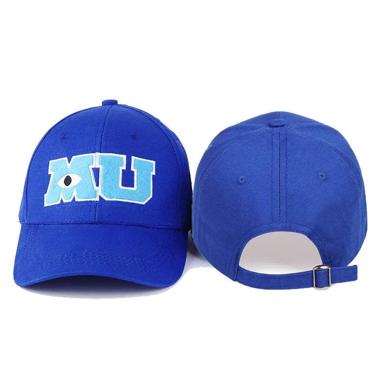 Boné de beisebol em quadrinhos masculino adulto unissex algodão MU bordado grande olho boné monstro universidade feminino chapéus de sol boné de caminhoneiro gorros