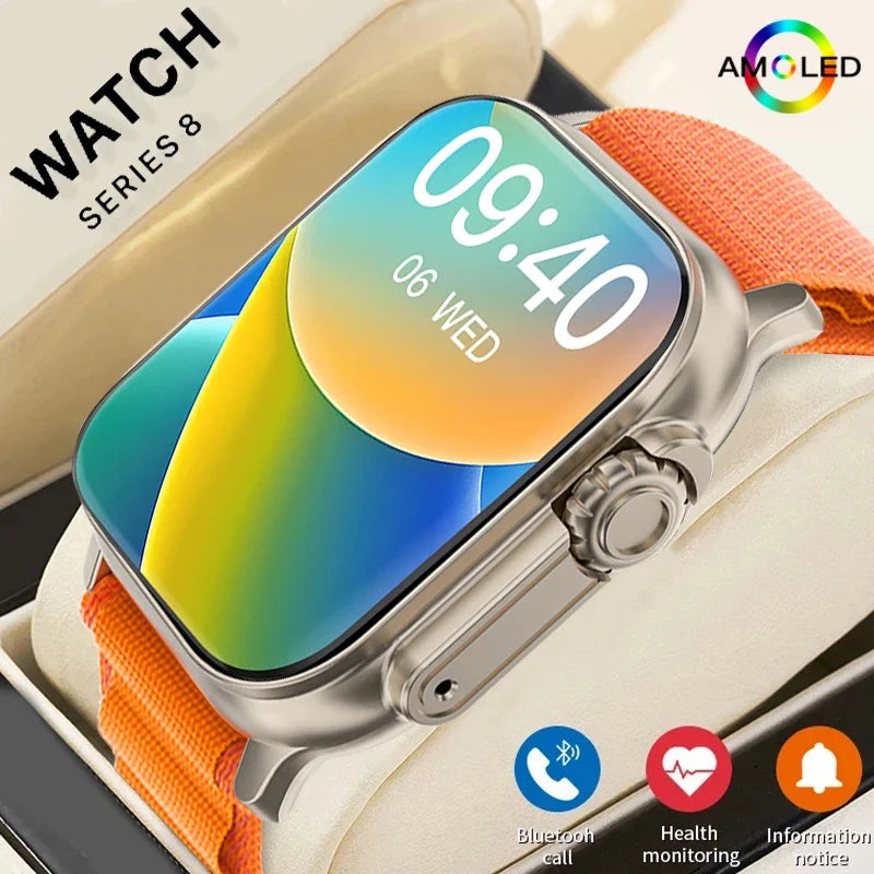 Smart Watch Masculino 49mm Série 8 2.3 "Tela AMOLED NFC Bússola À Prova D'Água Para Apple Watch IWO Ultra 8