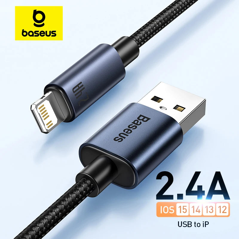 Cabo USB Baseus 2.4A para iPhone 13 12 11 Pro Max 8 X Carregamento rápido para iPhone Cabo USB Cabo de sincronização de dados Cabo de carregador de telefone